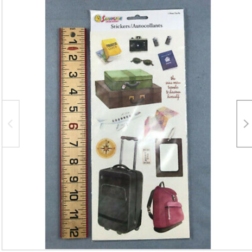 Sandylion Travel Scrapbook Sticker Sheet 2008 Suitcase Airplane